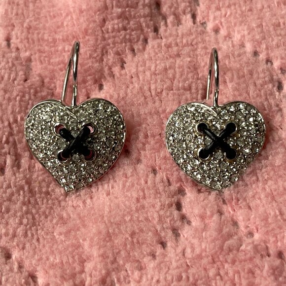 Rare Guess Sterling Silver Heart Dangle Earrings-NEW - Picture 8 of 11